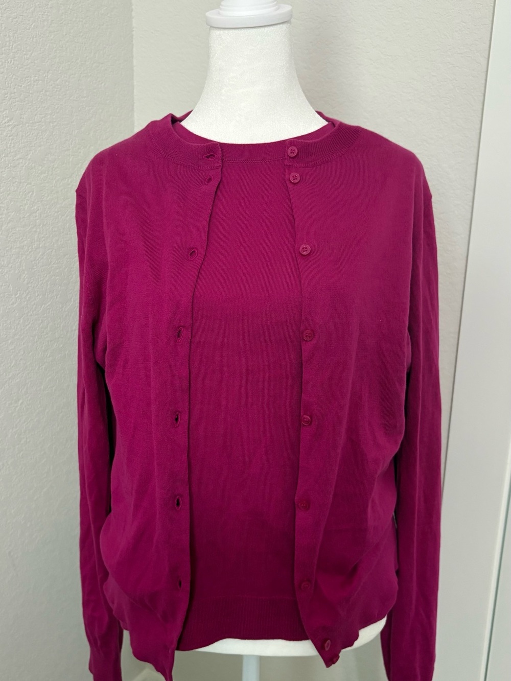 J. Crew Cardigan and Shell Set - Fuchsia